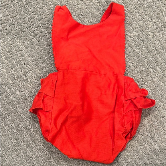 Red Ruffled Baby Romper - Picture 3 of 4